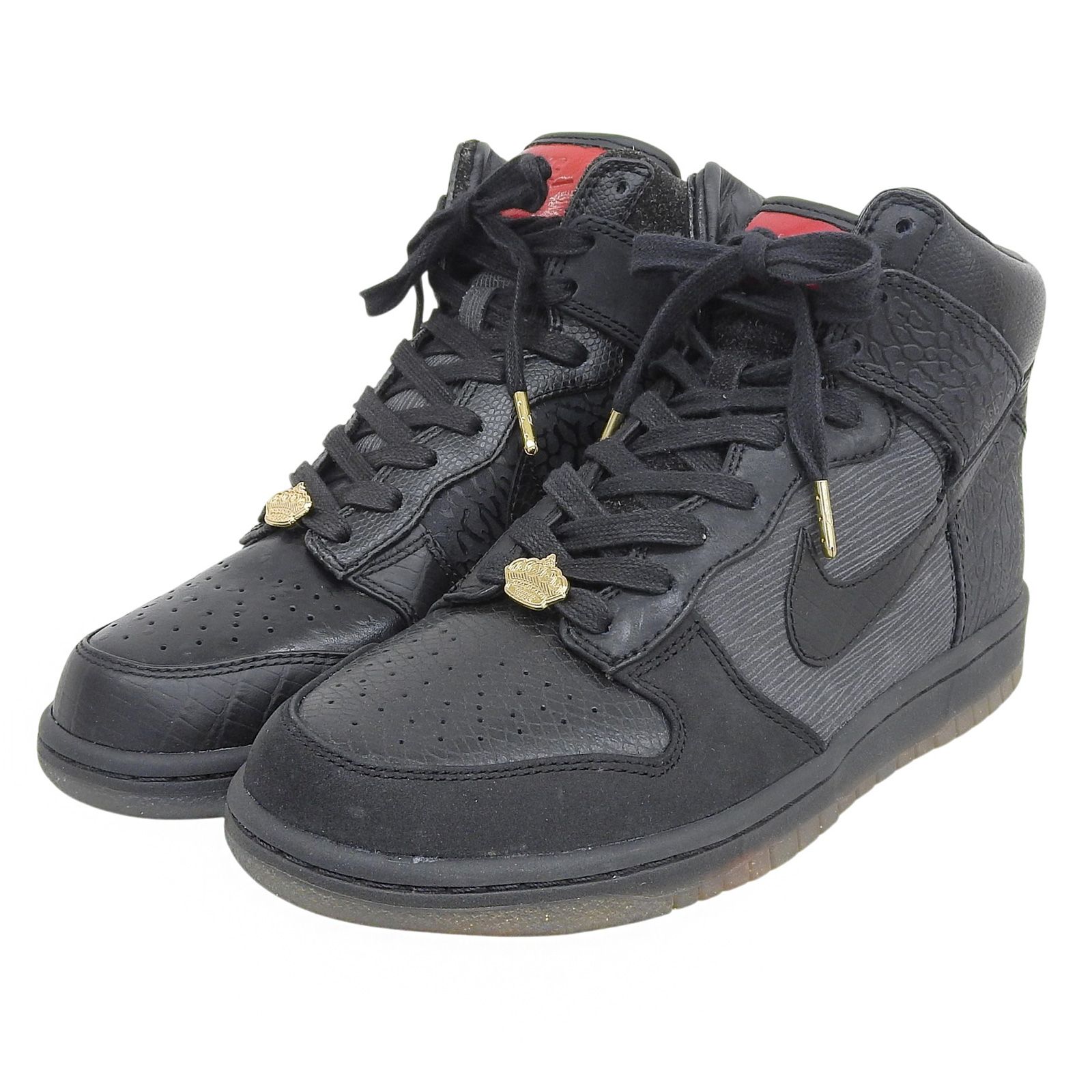 未使用品▲NIKE ナイキ 503766-001 DUNK HIGH PREMIUM QS マイティ クラウン結成20周年記念モデル レザー スニーカー ブラック 26cm メンズ