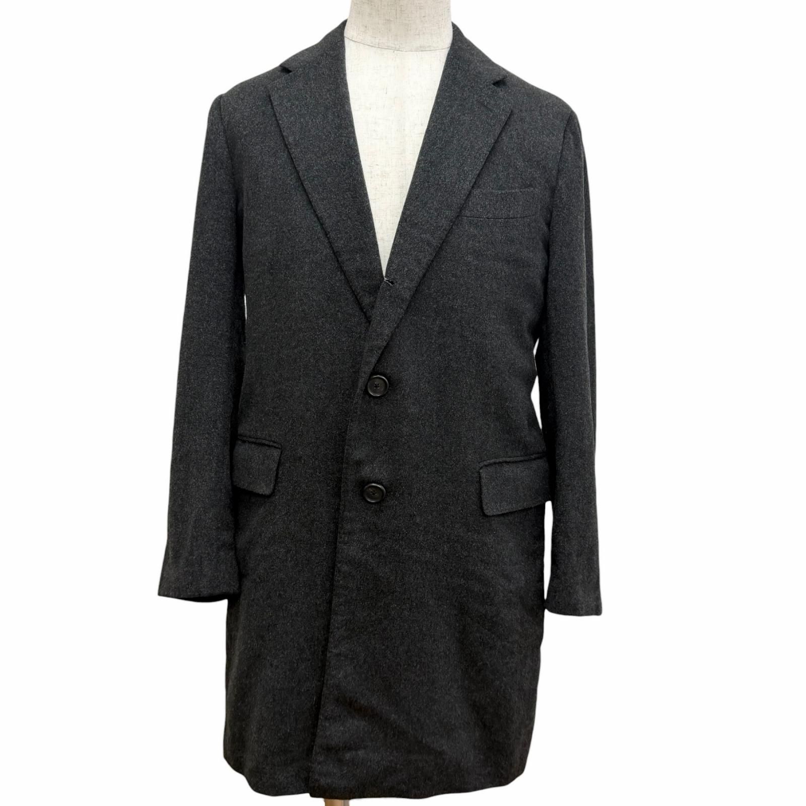 美品□CARUSO カルーゾ カシミヤ100％ 伊勢丹別注 ロロピアーナ社製生地使用 チェスターコート チャコールグレー 46 イタリア製 正規品 メンズ