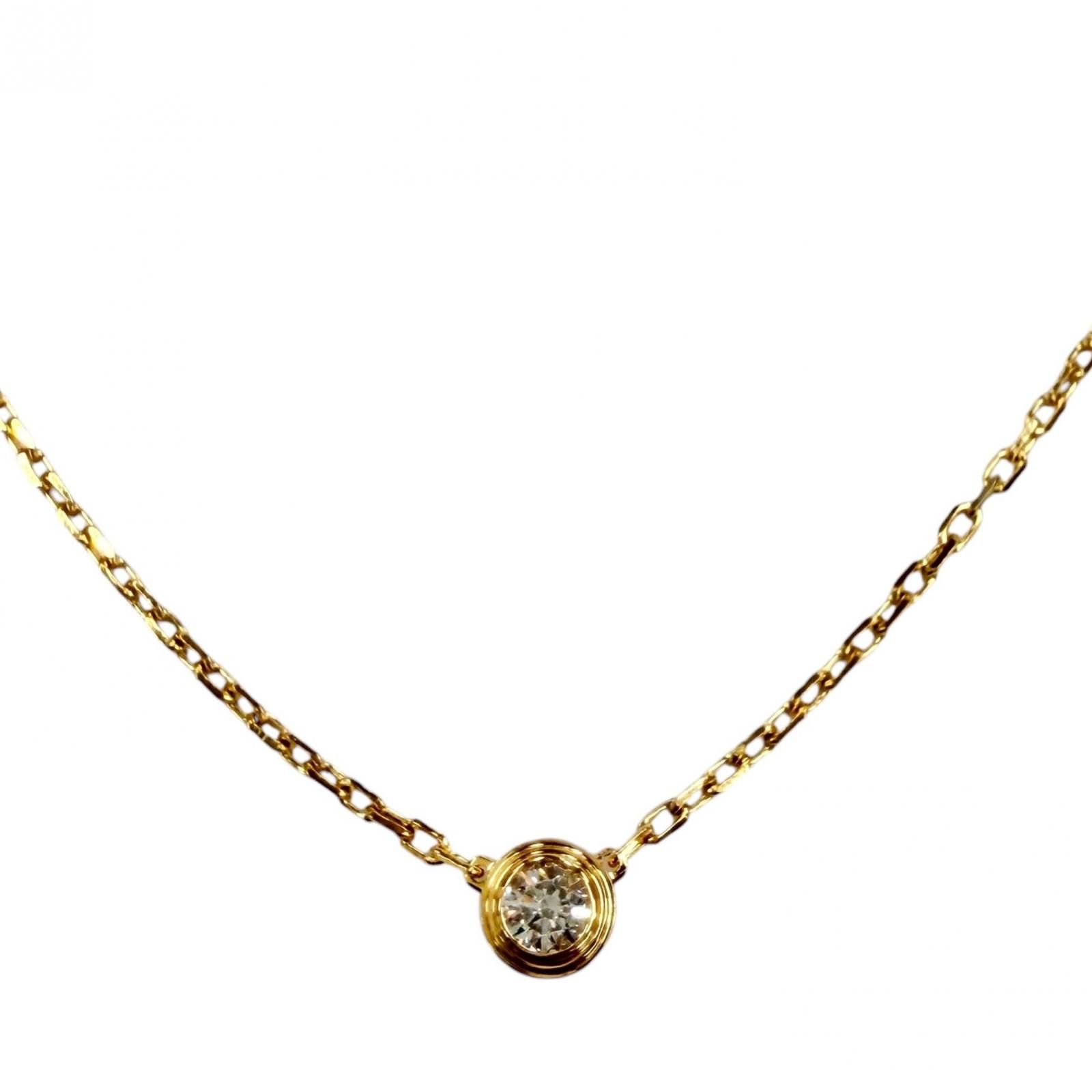 美品◇Cartier カルティエ SJN242 ダムール SM スモール 750YG 1Pダイヤモンド ネックレス イエローゴールド 重量2.77g レディース