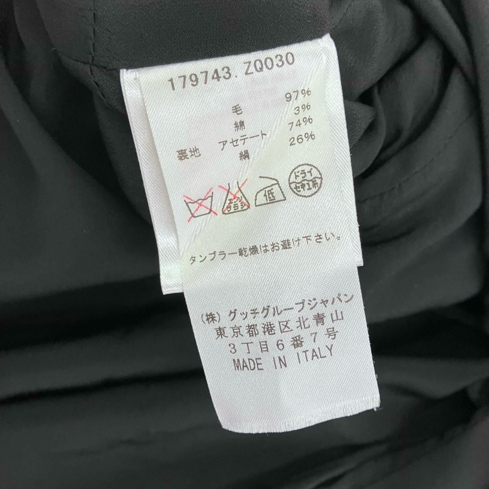 186005 GUCCI グッチ ひざ丈ワンピース 38 ブラウン ウール レディース