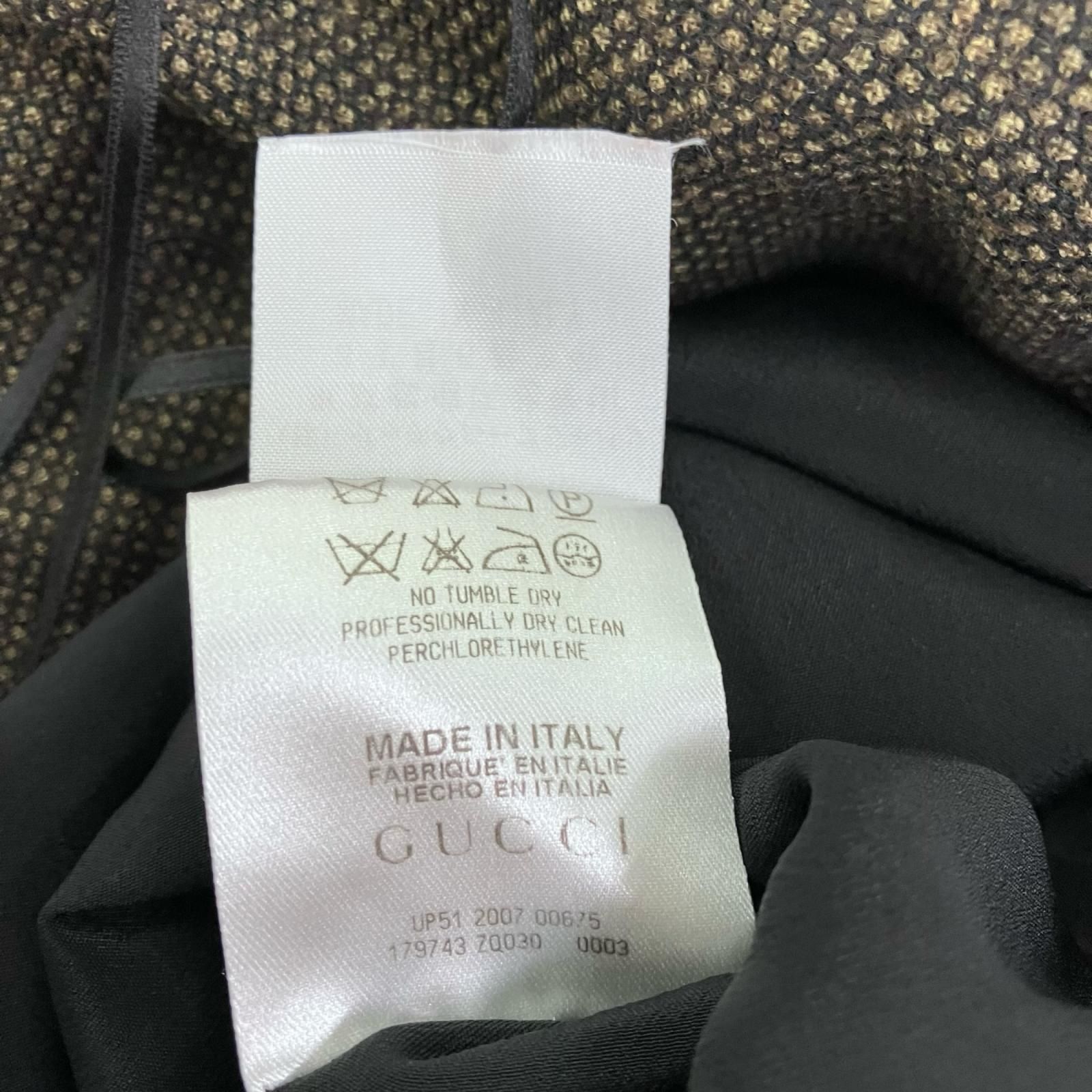 186005 GUCCI グッチ ひざ丈ワンピース 38 ブラウン ウール レディース