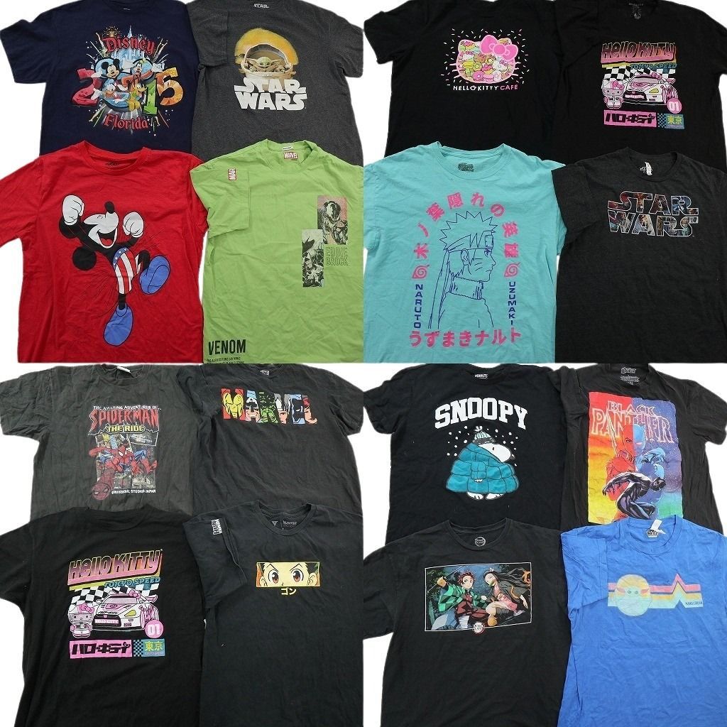 古着卸 まとめ売り キャラクター Tシャツ 16枚セット ( メンズ L ) 鬼