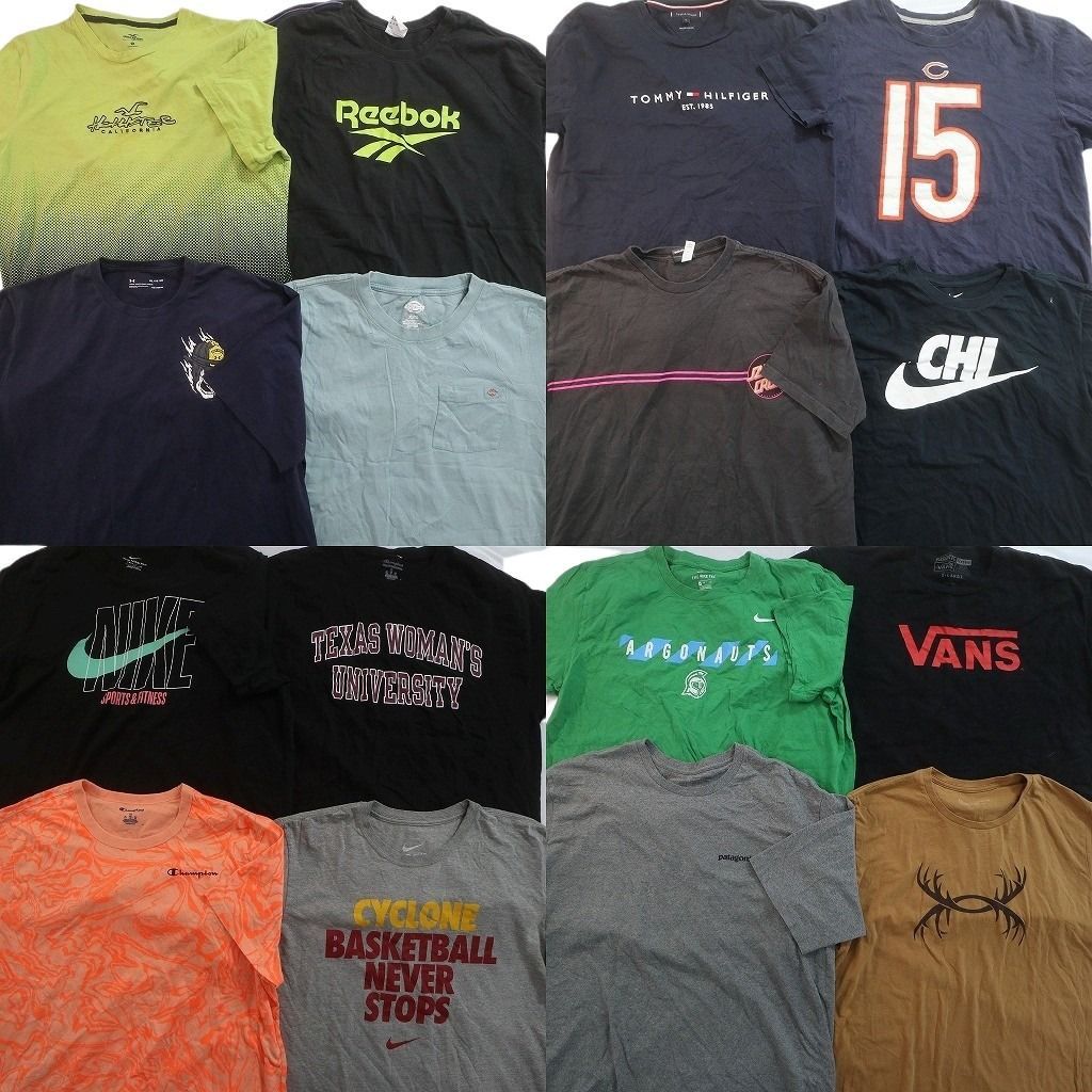 古着卸 まとめ売り ブランドMIX Tシャツ 16枚セット ( メンズ XL ) パタゴニア ディッキーズ チャンピオン トミー 中古 古着 NE8626