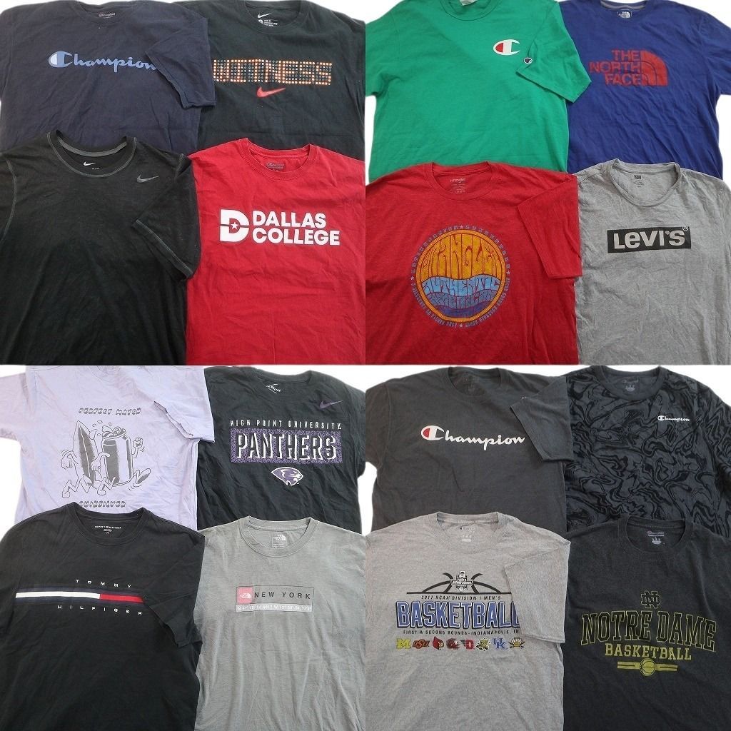 古着卸 まとめ売り ブランドMIX Tシャツ 16枚セット ( メンズ L ) ノースフェイス チャンピオン ナイキ ラングラー 中古 古着 NE8632