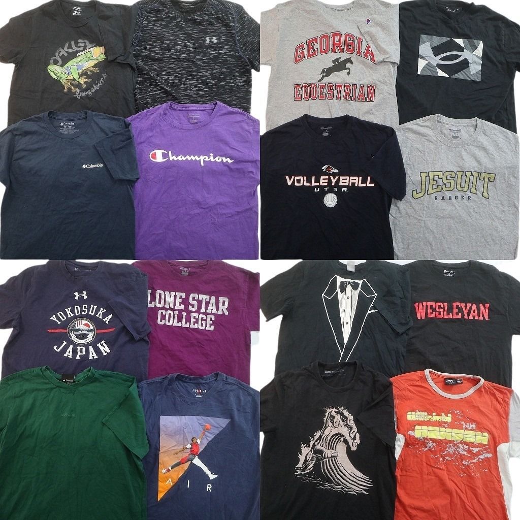 古着卸 まとめ売り ブランドMIX Tシャツ 16枚セット ( メンズ M ) コロンビア ジョーダン チャンピオン ヘリーハンセン 中古 古着 NE8637