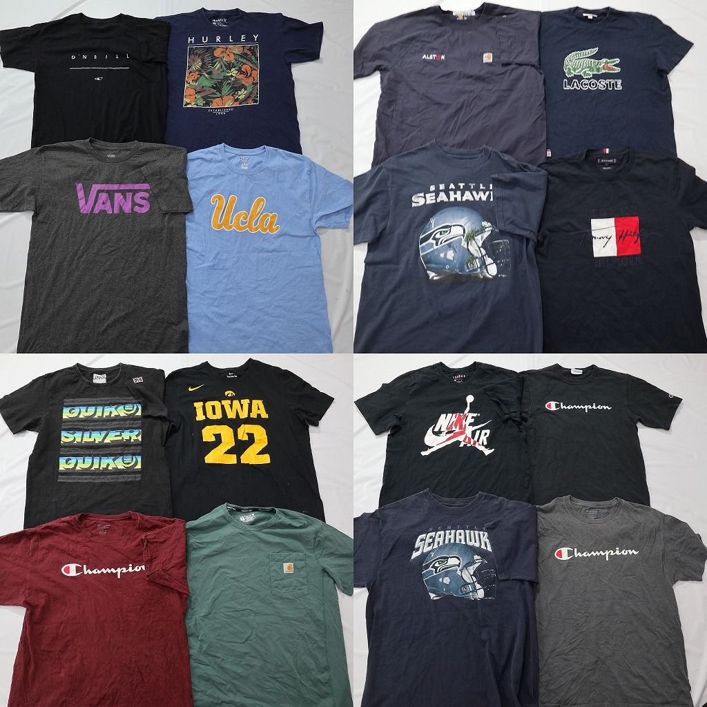 古着卸 まとめ売り ブランドMIX Tシャツ 16枚セット ( メンズ M/L ) カーハート リーボック チャンピオン ラコステ 中古 古着 NE8643