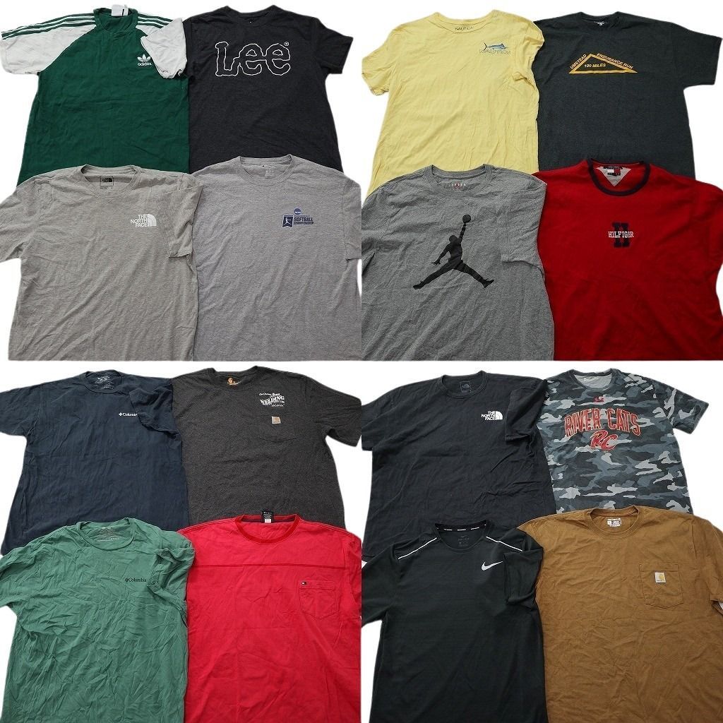古着卸 ブランドMIX Tシャツ 16枚セット ( メンズ L/XL ) トミー フラッグタグ コロンビア カーハート ノースフェイス 中古 古着 NE8646