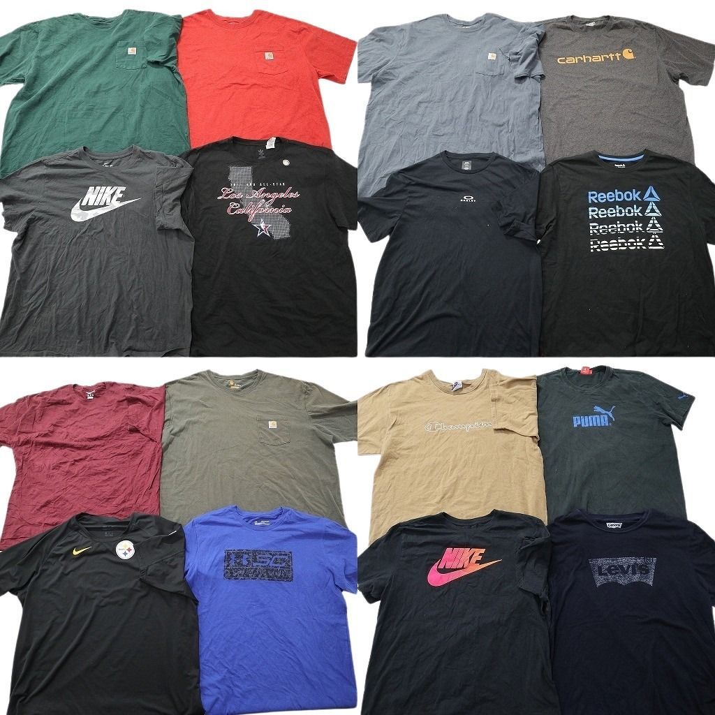古着卸 まとめ売り ブランドMIX Tシャツ 16枚セット ( メンズ 2XL/3XL ) カーハート チャンピオン リーバイス リーボック 中古 古着 NE8655