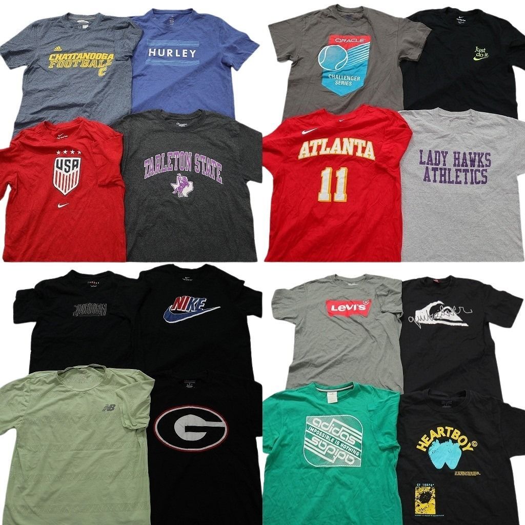 古着卸 まとめ売り ブランドMIX Tシャツ 16枚セット ( メンズ M ) チャンピオン アディダス リーバイス ナイキ 中古 古着 NE8669