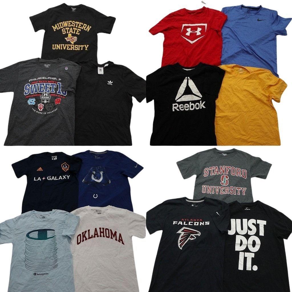 古着卸 まとめ売り ブランドMIX Tシャツ 14枚セット ( メンズ S ) チャンピオン リーボック アディダス トレフォイル 中古 古着 NE8673