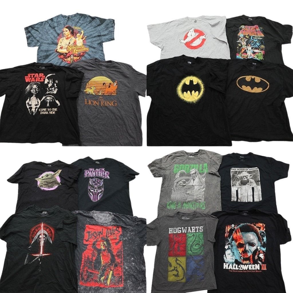古着卸 まとめ売り 映画・ドラマ Tシャツ 15枚セット ( メンズ XL/2XL/3XL/5XL ) ホラー ハリーポッター スターウォーズ 中古 古着 NE8675
