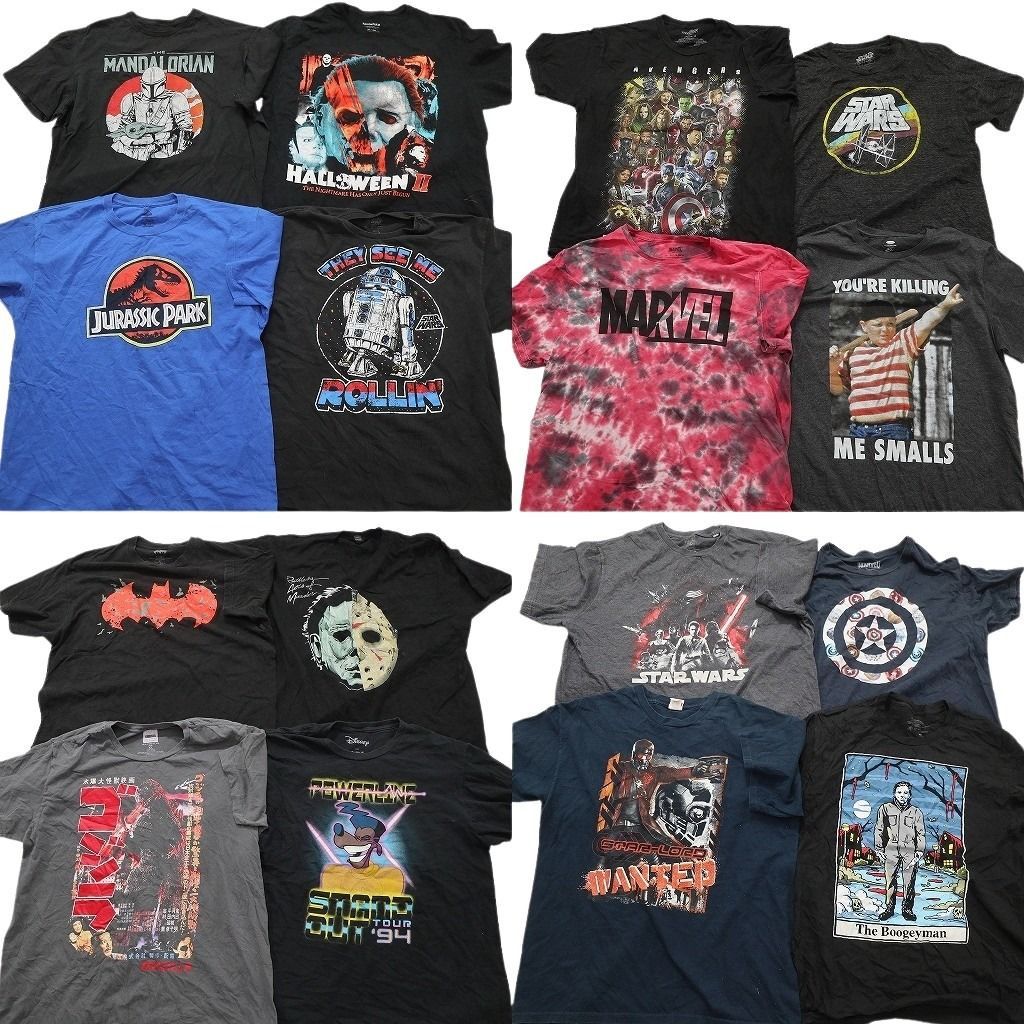 古着卸 まとめ売り 映画・ドラマ Tシャツ 16枚セット ( メンズ XL ) ホラー ゴジラ 13日の金曜日 ハロウィーン 中古 古着 NE8676