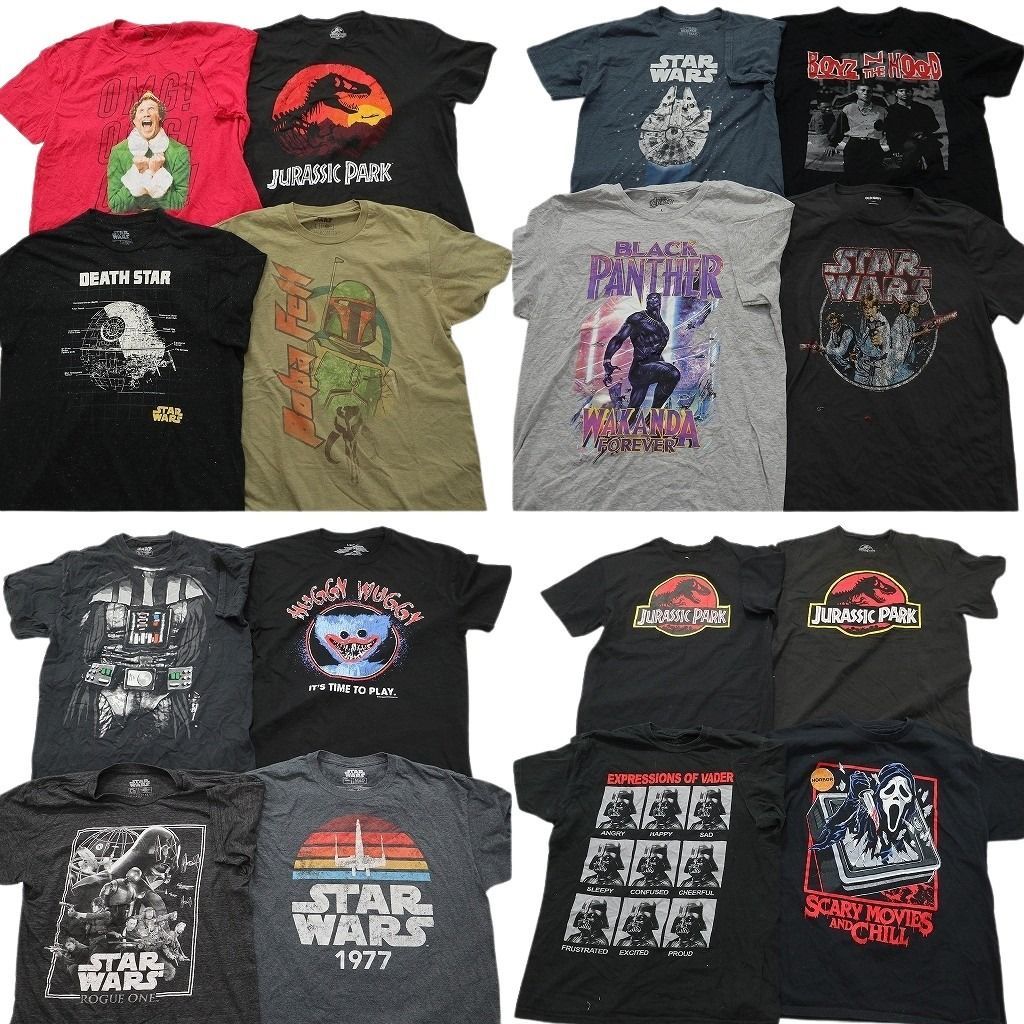 古着卸 まとめ売り 映画・ドラマ Tシャツ 16枚セット ( メンズ M/L ) ジュラシックパーク ホラー ポピープレイタイム 中古 古着 NE8679