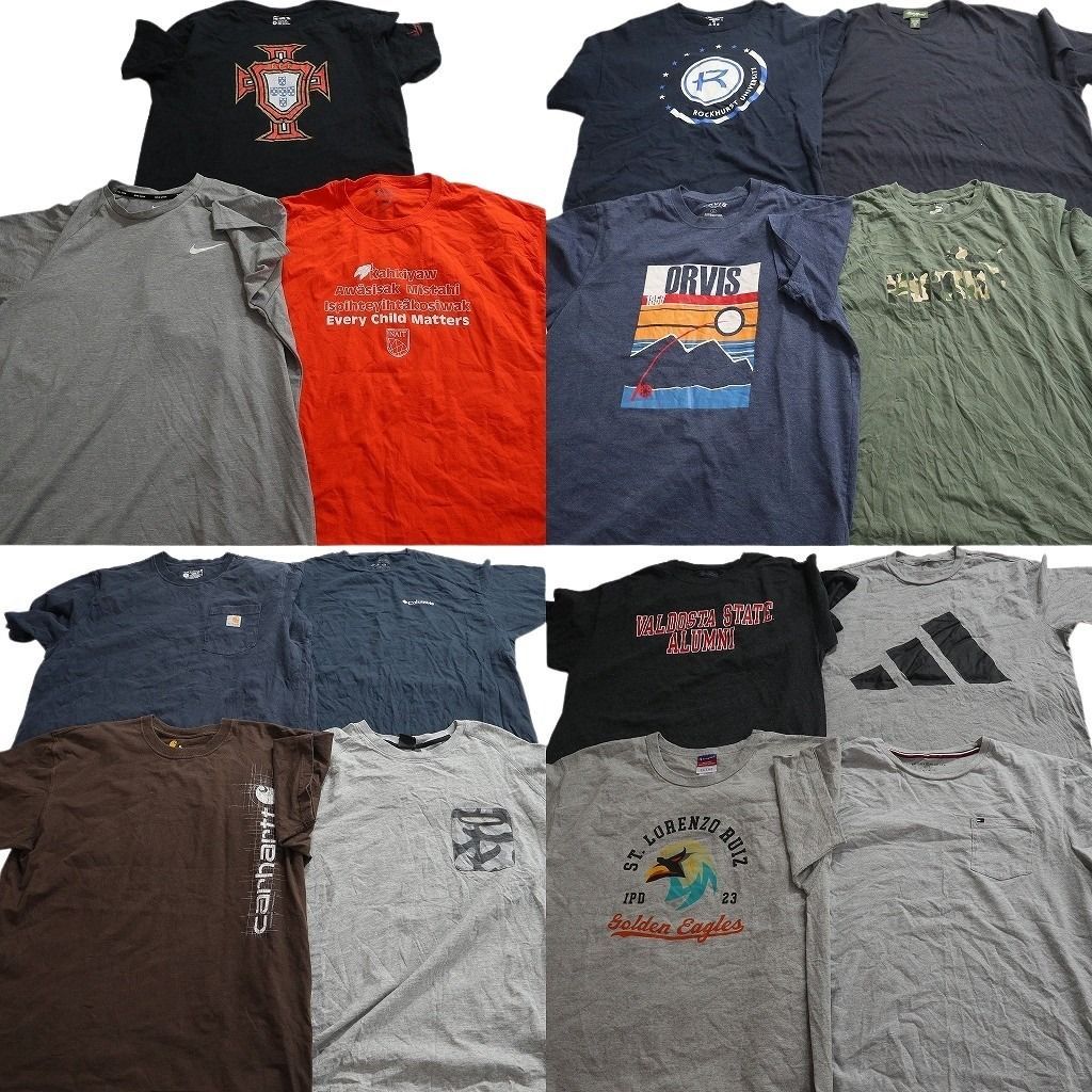 古着卸 まとめ売り ブランドMIX Tシャツ 15枚セット ( メンズ XL ) カーハート コロンビア ナイキ エディーバウアー 中古 古着 NE8699
