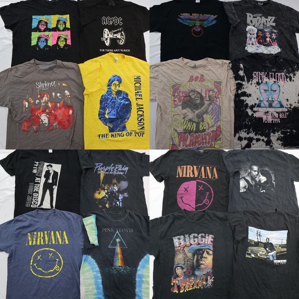 古着卸 まとめ売り 音楽・バンド Tシャツ 16枚セット ( メンズ XL ) AC/DC BIGGIE アイスキューブ ピンクフロイド 中古 古着 NE8705