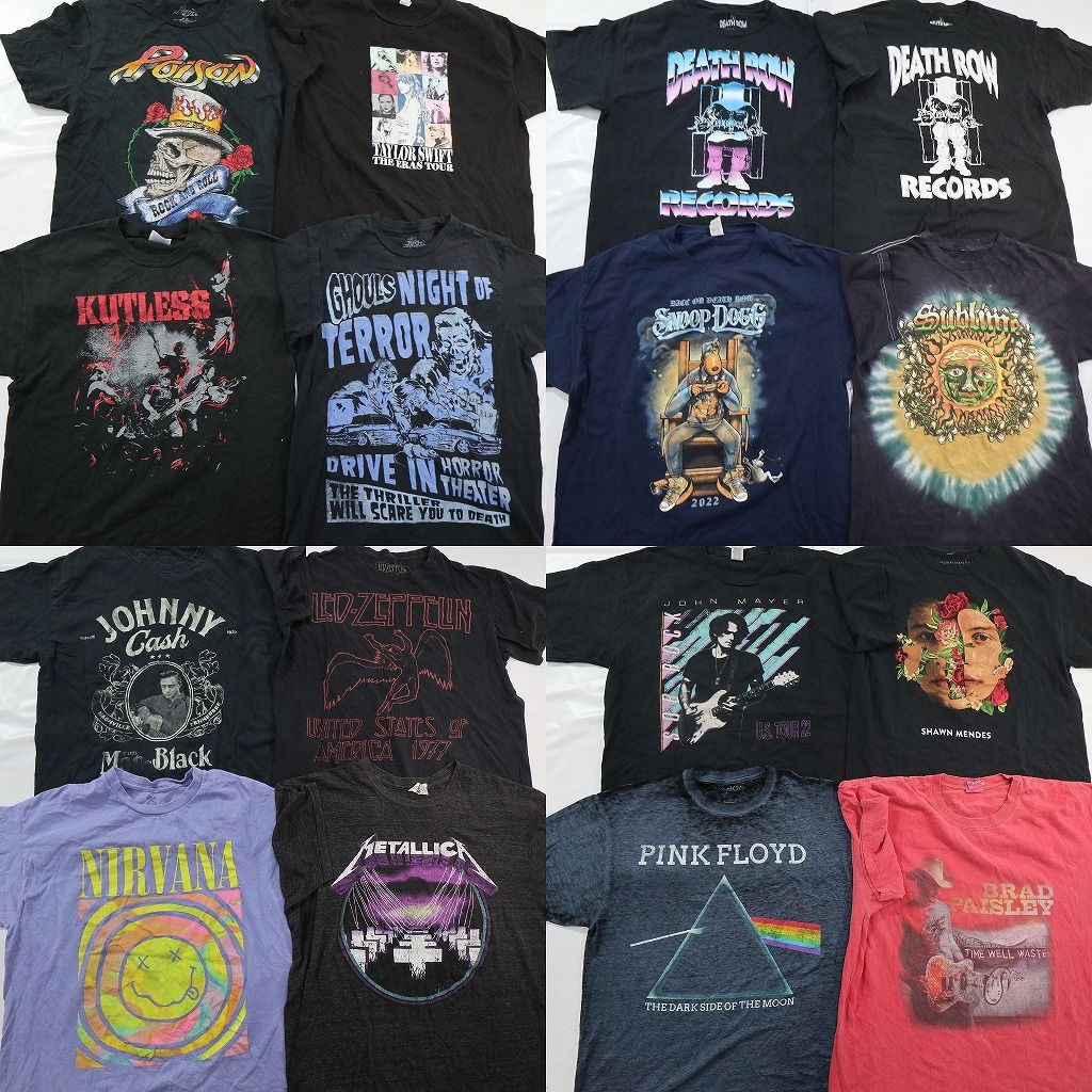 古着卸 まとめ売り 音楽・バンド Tシャツ 16枚セット ( メンズ L ) ピンクフロイド ニルヴァーナ メタリカ サブライム 中古 古着 NE8709