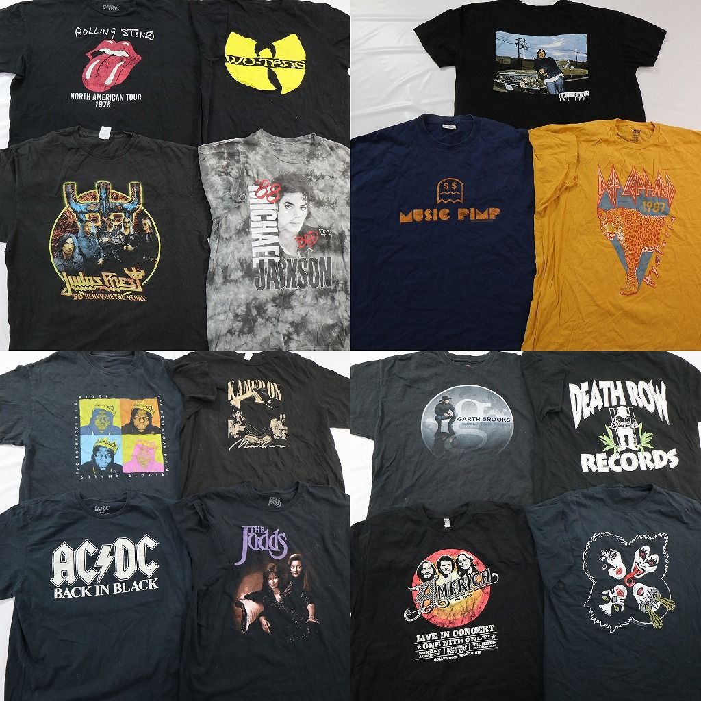 古着卸 まとめ売り 音楽・バンド Tシャツ 15枚セット ( メンズ 2XL ) ローリングストーンズ AC/DC BIGGIE アイスキューブ 中古 古着 NE8712