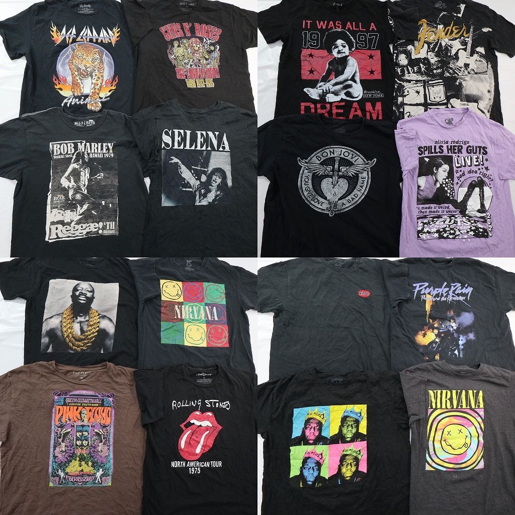 古着卸 まとめ売り 音楽・バンド Tシャツ 16枚セット ( メンズ L/XL ) ニルヴァーナ ローリングストーンズ ピンクフロイド 中古古着 NE8716