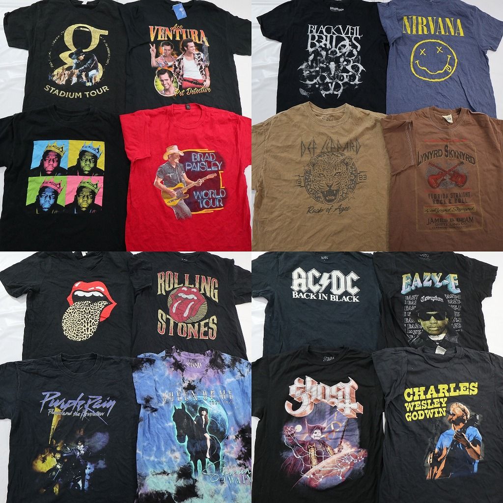 古着卸 まとめ売り 音楽・バンド Tシャツ 16枚セット ( メンズ L ) デッドストック AC/DC ローリングストーンズ デフレパード 中古 NE8717