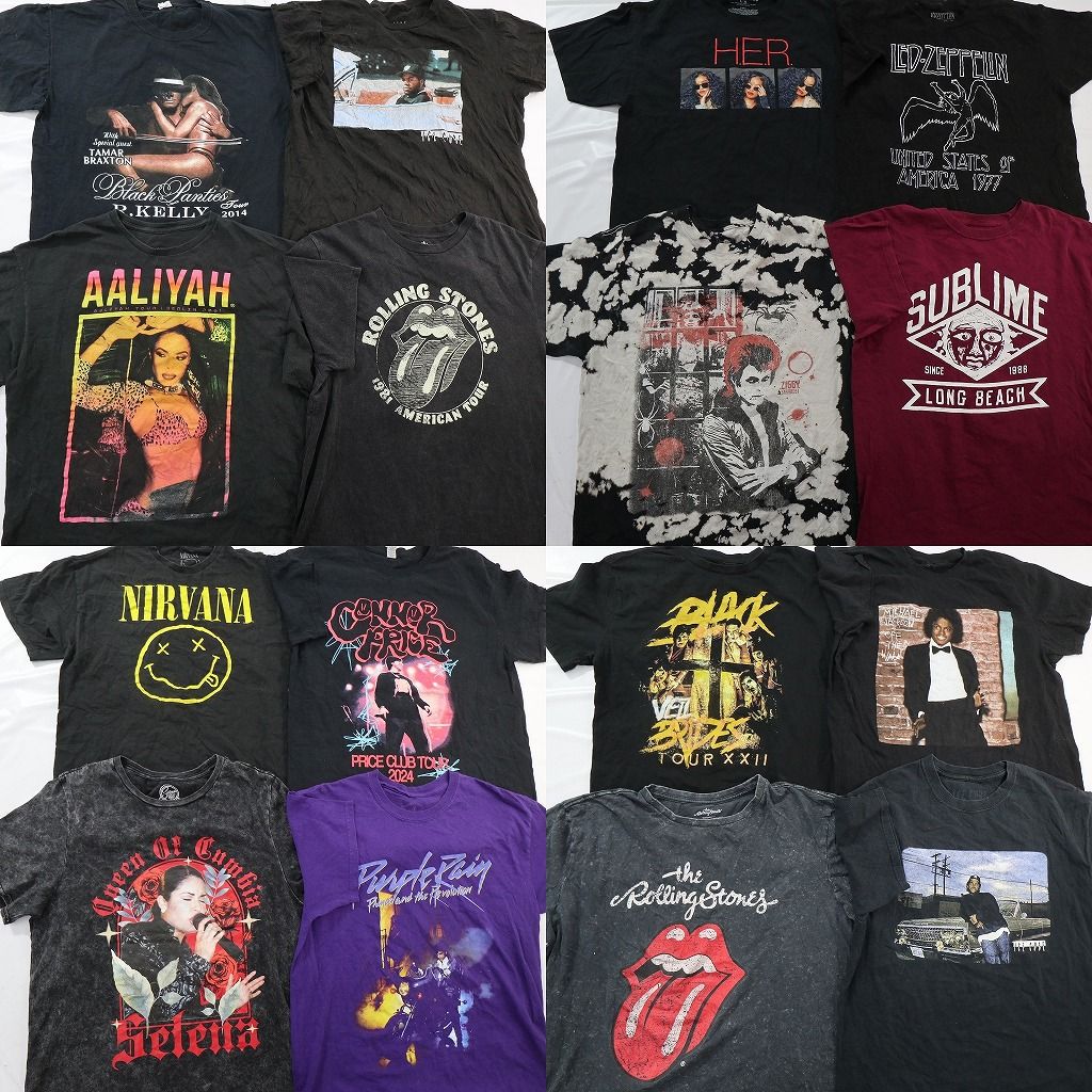 古着卸 まとめ売り 音楽・バンド Tシャツ 16枚セット ( メンズ L ) 人物 アリーヤ アイスキューブ ニルヴァーナ セレーナ 中古 古着 NE8718