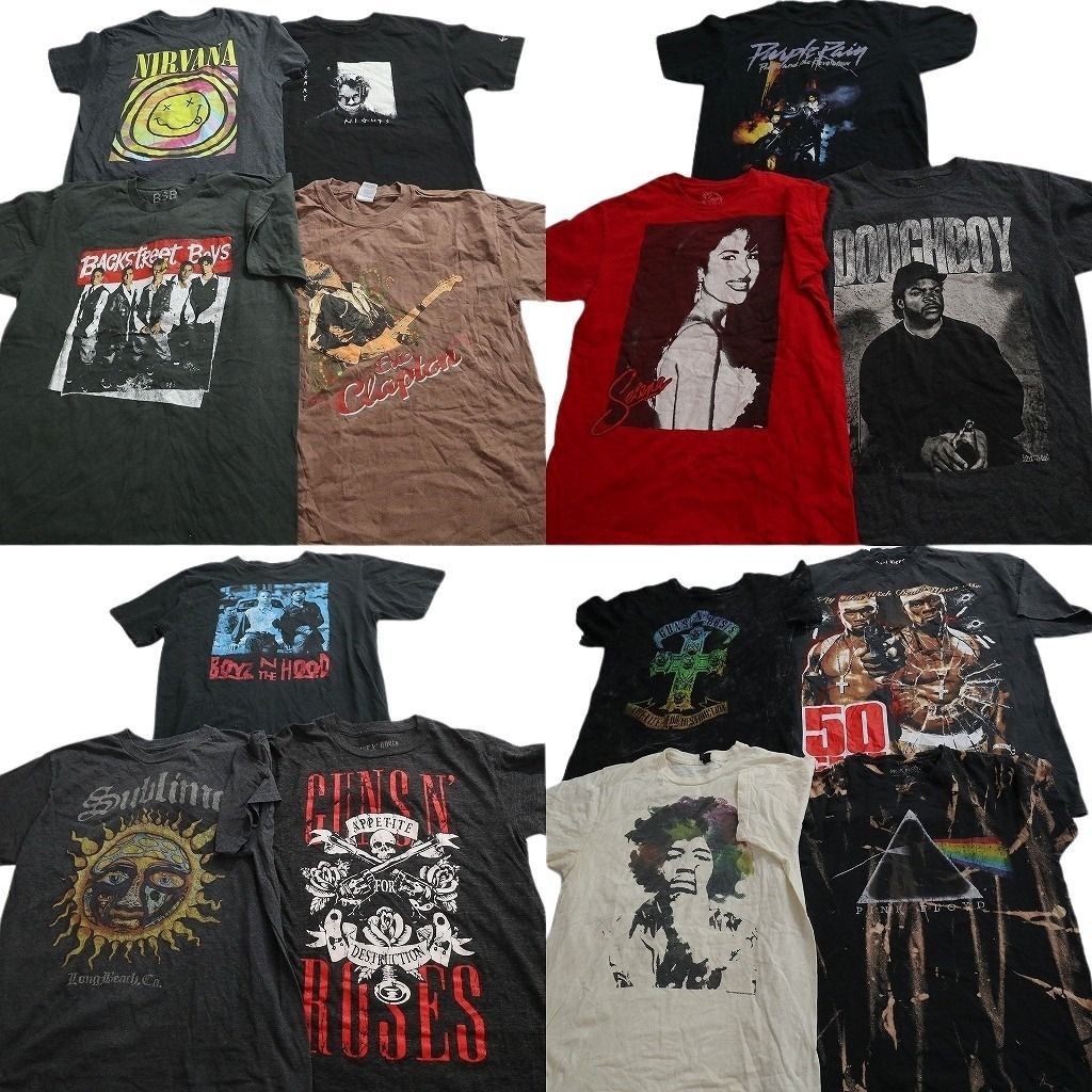古着卸 まとめ売り 音楽・バンド Tシャツ 14枚セット ( メンズ M ) ニルヴァーナ ピンクフロイド 人物 サブライム 中古 古着 NE8722