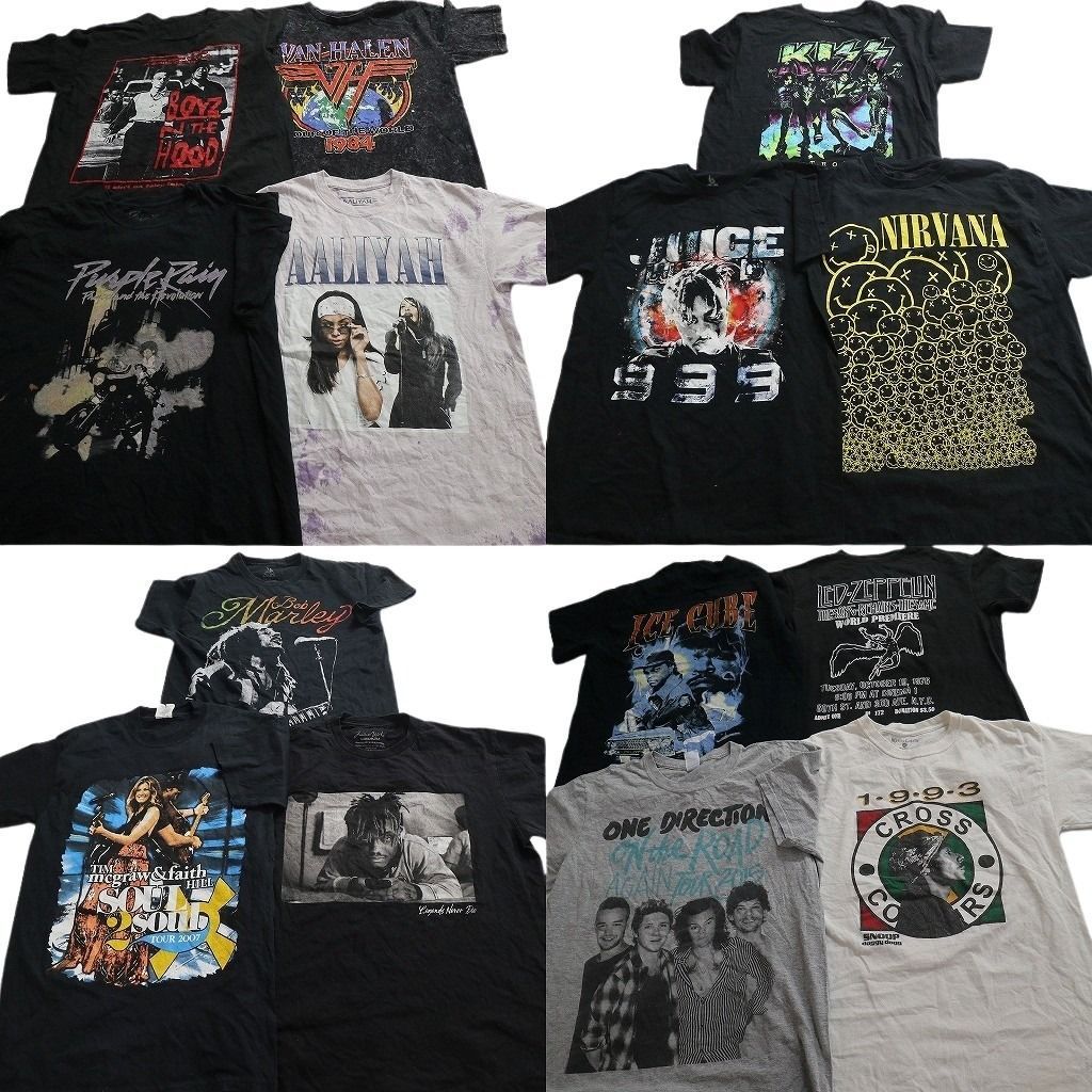 古着卸 まとめ売り 音楽・バンド Tシャツ 14枚セット ( メンズ M ) ボーイズンザフット アリーヤ ワンダイレクション 中古 古着 NE8723