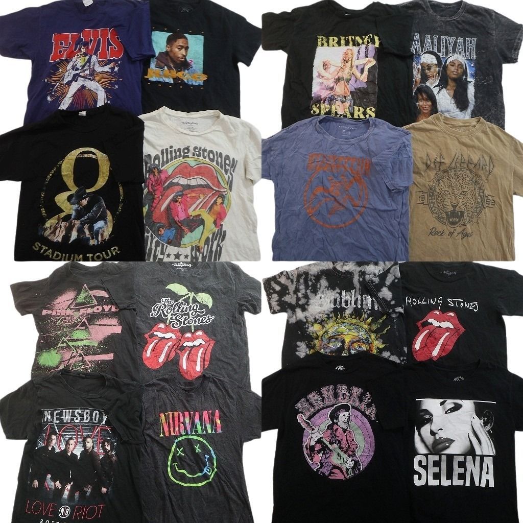古着卸 まとめ売り 音楽・バンド Tシャツ 16枚セット ( メンズ XS/S ) ローリングストーンズ セレーナ 人物 ニルヴァーナ 中古 古着 NE8741