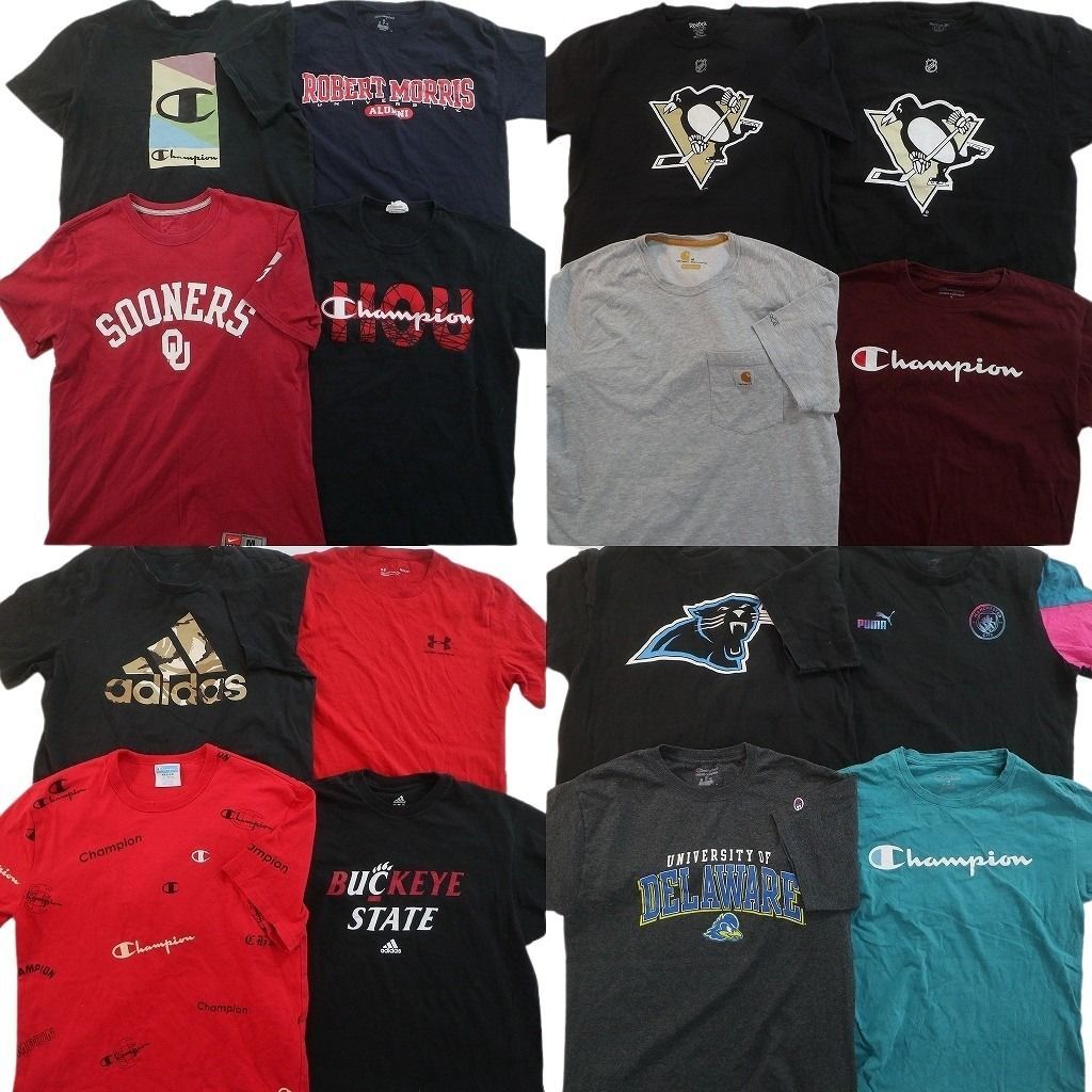 古着卸 まとめ売り ブランドMIX Tシャツ 16枚セット ( メンズ M ) カーハート チャンピオン リーボック プーマ 中古 古着 NE8750