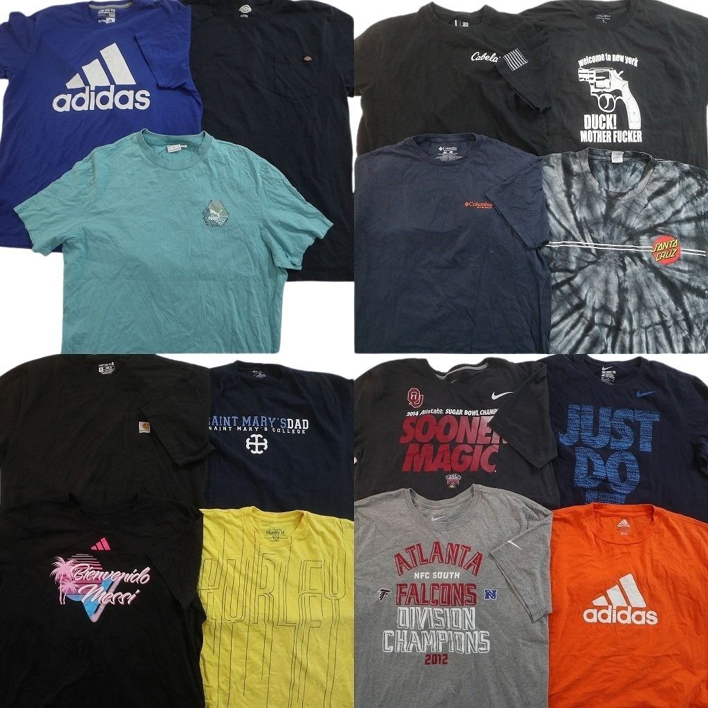 古着卸 まとめ売り ブランドMIX Tシャツ 15枚セット ( メンズ XL ) コロンビア アディダス ナイキ カーハート ディッキーズ 中古 NE8751