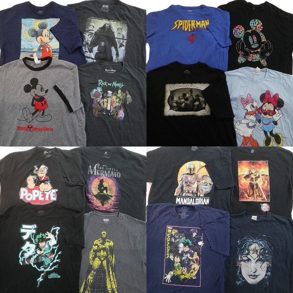 古着卸 まとめ売り キャラクター Tシャツ 16枚セット ( メンズ 2XL ) リンガーT ミッキー 鬼滅の刃 ヒロアカ ポパイ 中古 古着 NE8755 16,369円