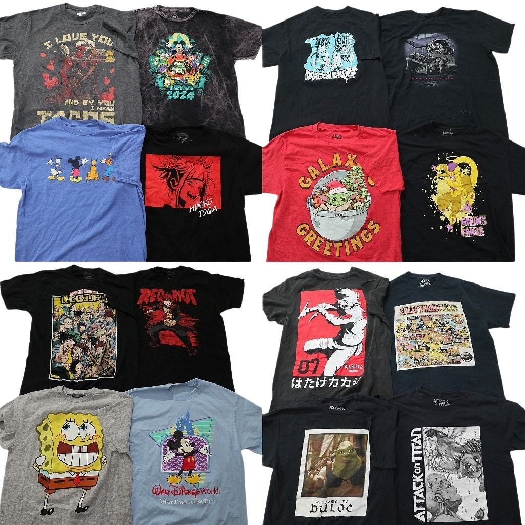 古着卸 まとめ売り キャラクター Tシャツ 16枚セット ( メンズ M