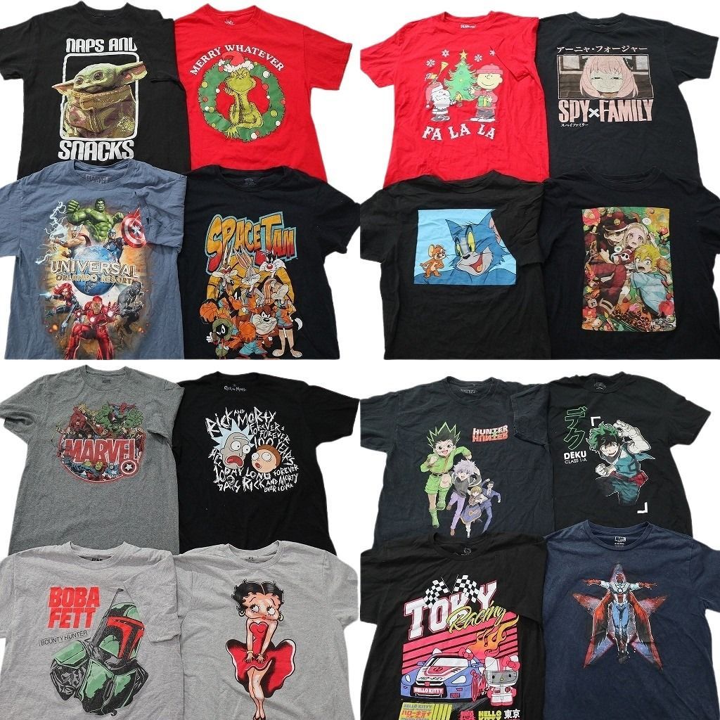古着卸 まとめ売り キャラクター Tシャツ 16枚セット ( メンズ M ) ヒロアカ サンリオ マーベル トムとジェリー 中古 古着 NE8770 15,705円