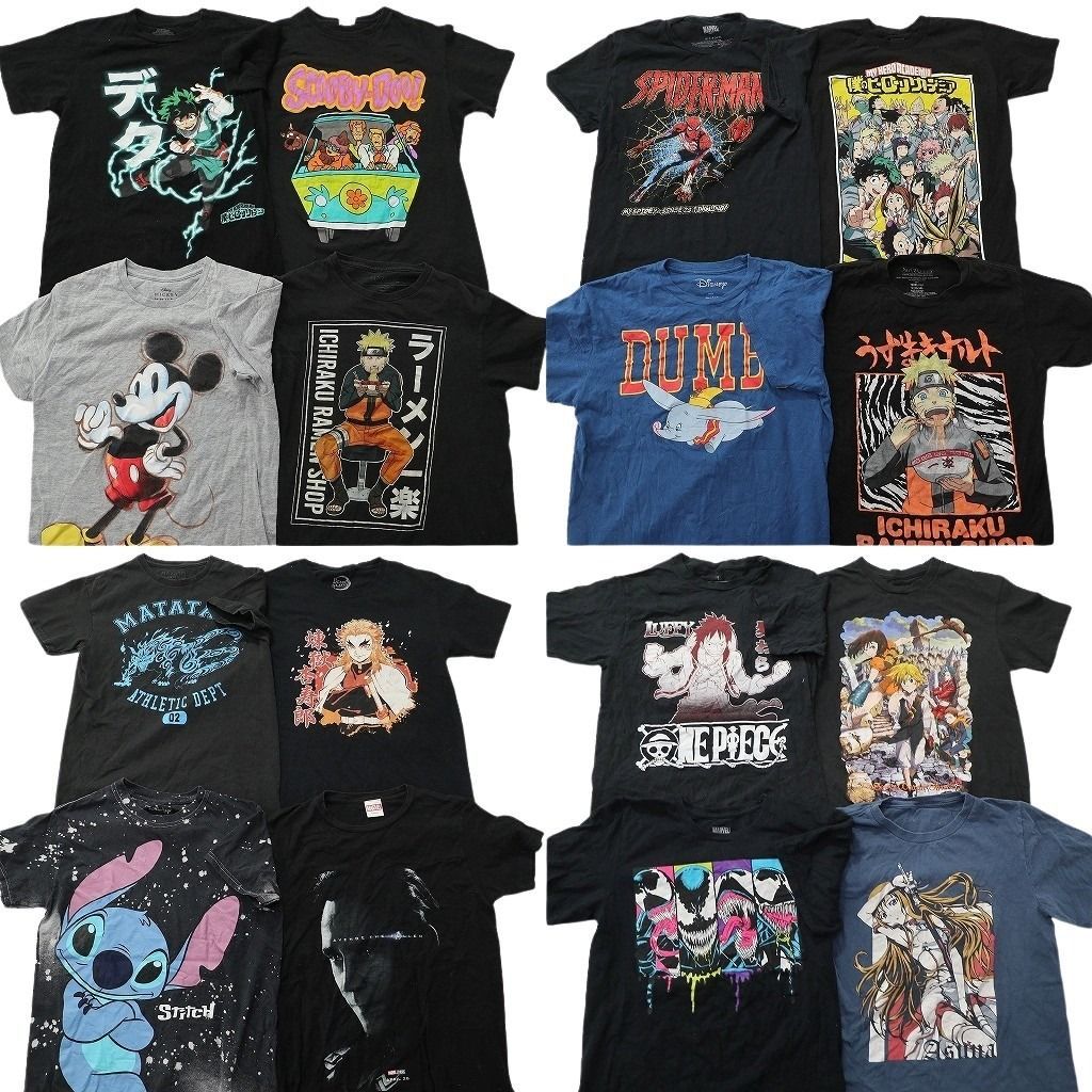 Niaru Clothing キャラクターTシャツセット 古着卸 まとめ売り Tシャツ MIX 16枚セット ( メンズ S ) ナルト