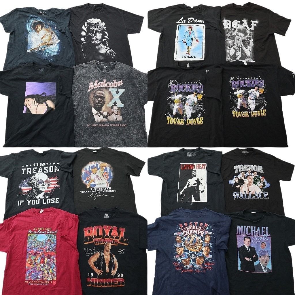 古着卸 まとめ売り 人物 Tシャツ 16枚セット ( メンズ XL ) プロチーム MLB マルコムX マリリンモンロー 中古 古着 NE8779