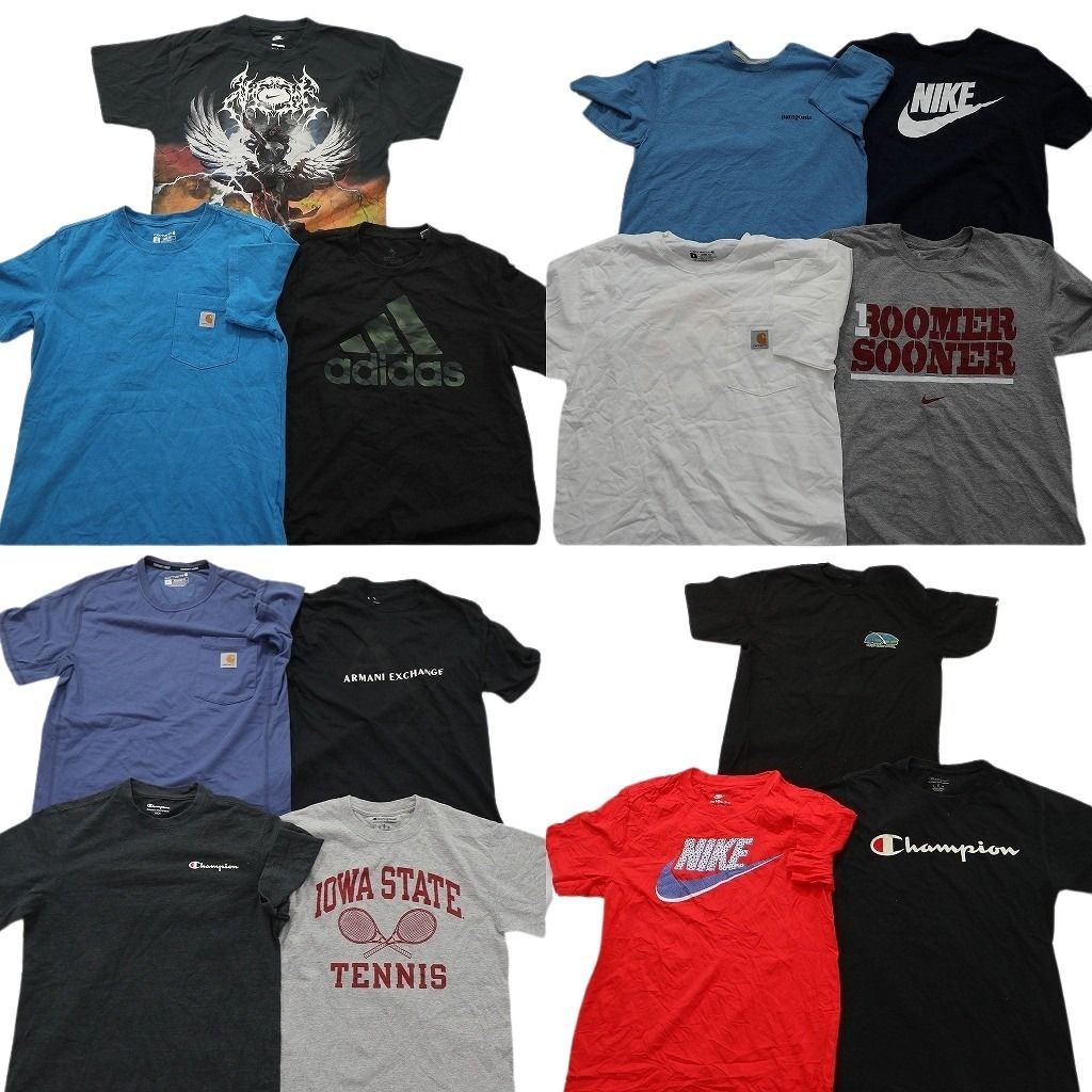 古着卸 まとめ売り ブランドMIX Tシャツ 14枚セット ( メンズ S ) アルマーニ カーハート パタゴニア チャンピオン 中古 古着 NE8781