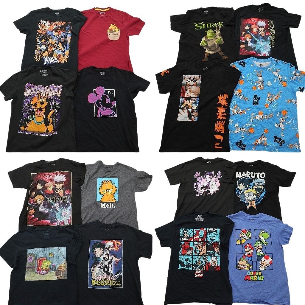 古着卸 まとめ売り キャラクター Tシャツ 16枚セット ( メンズ M ) ディズニー ナルト マーベル ガーフィールド 中古 古着 NE8799