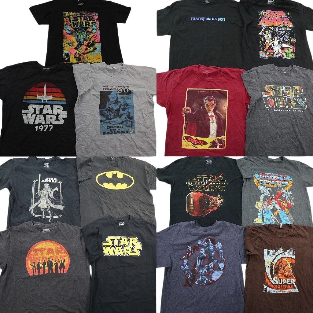 古着卸 まとめ売り 映画・ドラマ Tシャツ 15枚セット ( メンズ L ) スターウォーズ バットマン トランスフォーマー 中古 古着 NE8809