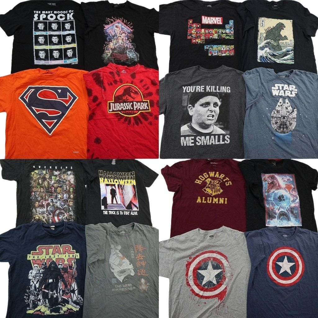 古着卸 まとめ売り 映画・ドラマ Tシャツ 16枚セット ( メンズ L ) ストレンジャーシングス ハリーポッター ゴジラ 人物 中古 古着 NE8810