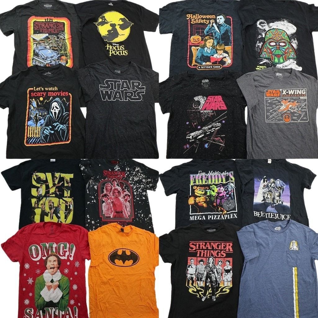 古着卸 まとめ売り 映画・ドラマ Tシャツ 16枚セット ( メンズ M ) ストレンジャーシングス スターウォーズ ホラー 中古 古着 NE8814