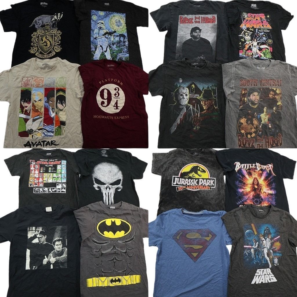 古着卸 まとめ売り 映画・ドラマ Tシャツ 16枚セット ( メンズ M ) ハリーポッター スターウォーズ バットマン ホラー 中古 古着 NE8816