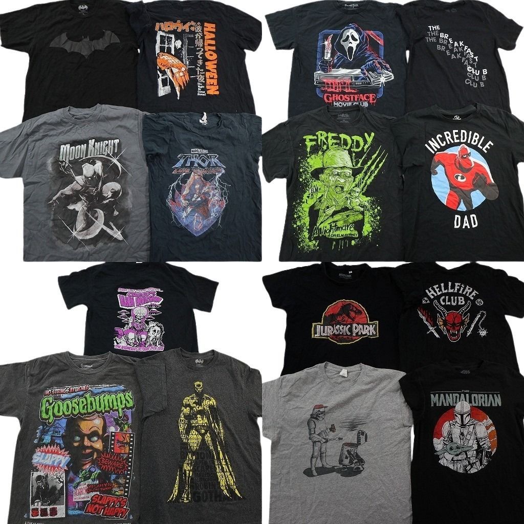 古着卸 まとめ売り 映画・ドラマ Tシャツ 15枚セット ( メンズ M ) ホラー ストレンジャーシングス ゴーストフェイス 中古 古着 NE8817