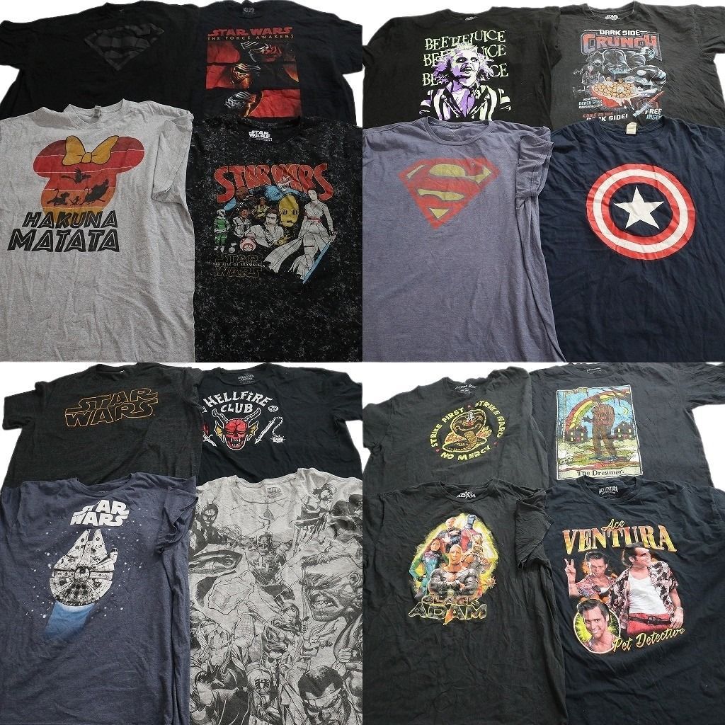 古着卸 まとめ売り 映画・ドラマ Tシャツ 16枚セット ( メンズ 2XL ) 人物 ストレンジャーシングス スターウォーズ 中古 古着 NE8829
