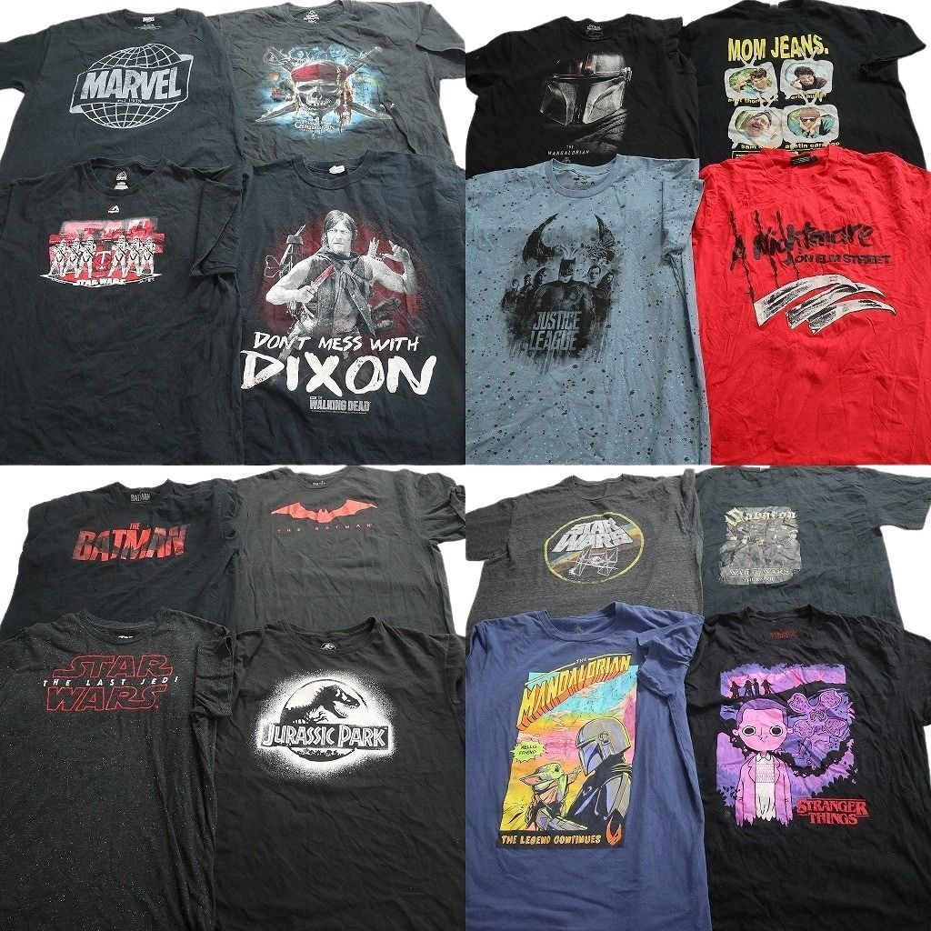 古着卸 まとめ売り 映画・ドラマ Tシャツ 16枚セット ( メンズ XL ) パイレーツオブカリビアン ストレンジャーシングス 人物 中古 NE8833
