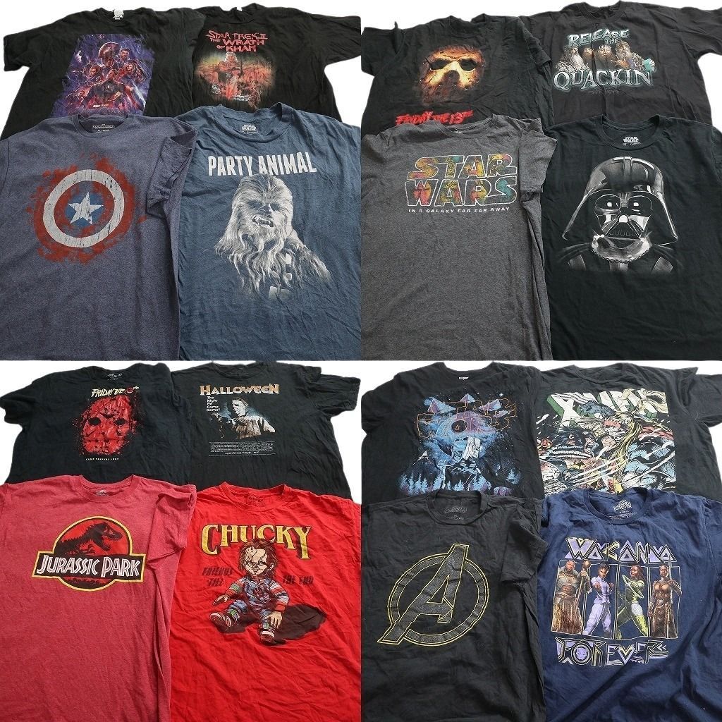 古着卸 まとめ売り 映画・ドラマ Tシャツ 16枚セット ( メンズ XL ) チャッキー ホラー 13日の金曜日 ハロウィン 中古 古着 NE8834
