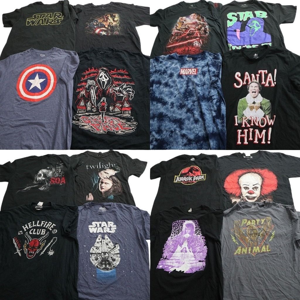 古着卸 まとめ売り 映画・ドラマ Tシャツ 16枚セット ( メンズ L ) ホラー ジュラシックパーク スターウォーズ 中古 古着 NE8836