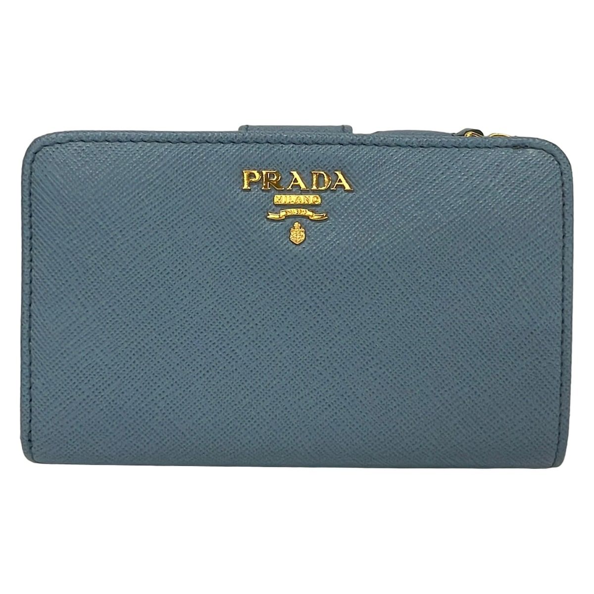 PRADA(プラダ) 2つ折り財布 - 1ML225 ライトブルー レザー