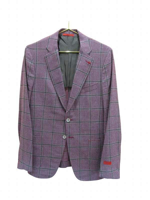 イザイア ISAIA ジャケット 上着 ウインドウペン パープル 50 8R