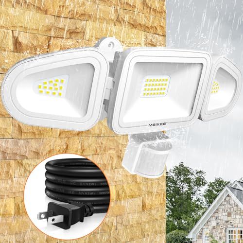 MEIKEE センサーライト 屋外 人感センサーライト LEDセンサーライト 42w 6500K 3面発光 4200ルーメン PIR屋外センサー 投光器 フラッドライト 昼白色 超高輝度 駐車場 玄関灯 倉庫 屋内 町内の防犯に 照明器具 I 4798ecf0