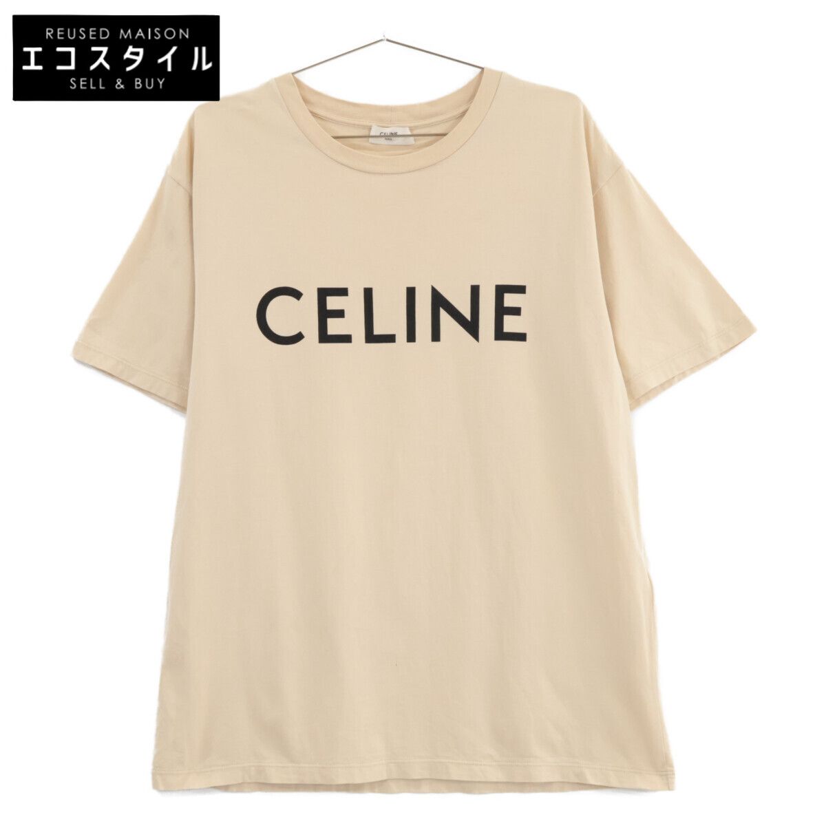 CELINE　セリーヌ　ベージュ 2X681671Q コットン ロゴ 半袖Tシャツ　XS