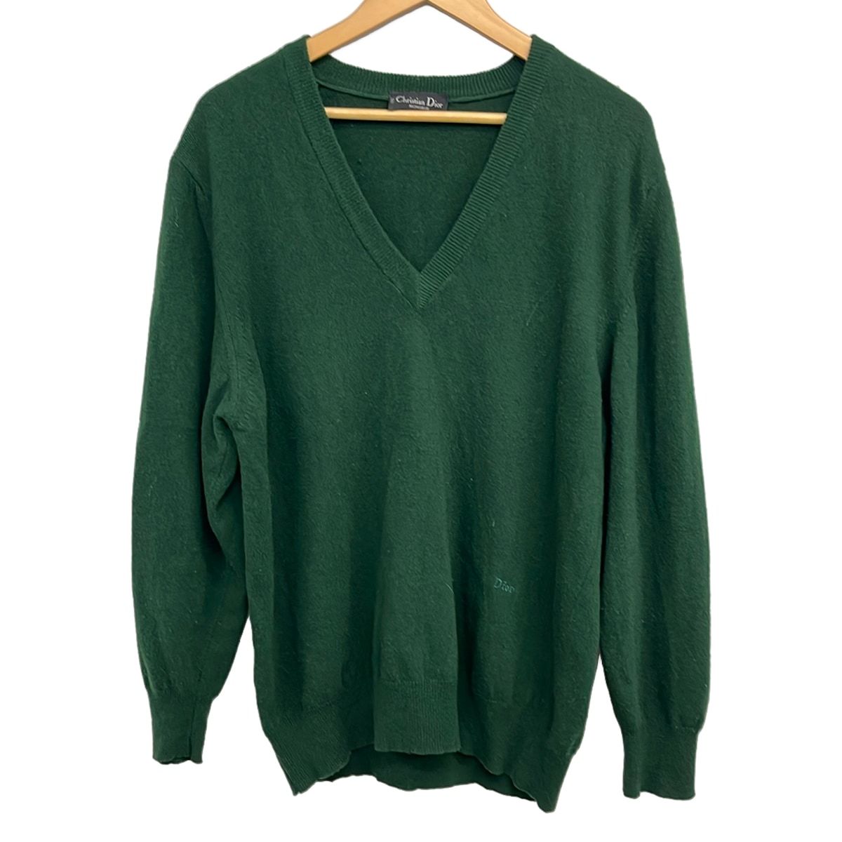 Christian Dior MONSIEUR(クリスチャンディオールムッシュ) 長袖セーター サイズ48 XL メンズ - ダークグリーン Vネック